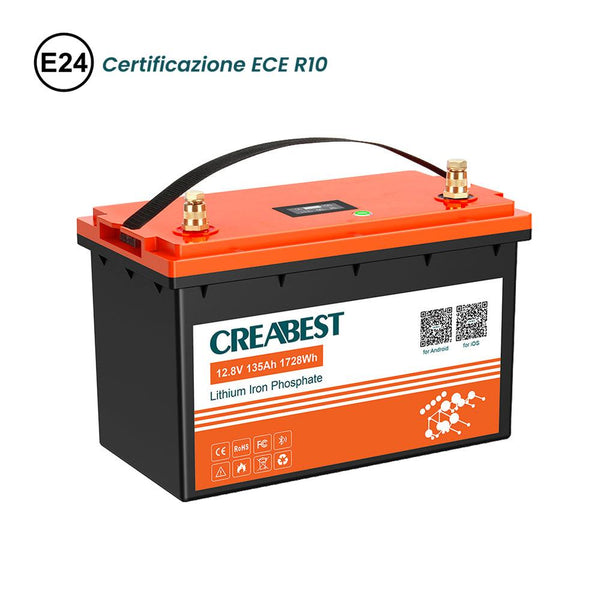 Batteria LiFePO4 12V 135AH per Camper, Barca, Nautica, Pannello Solare, Famiglia, Trolling Motor, Campeggio, Accumulo Fotovoltaico. Con Bluetooth