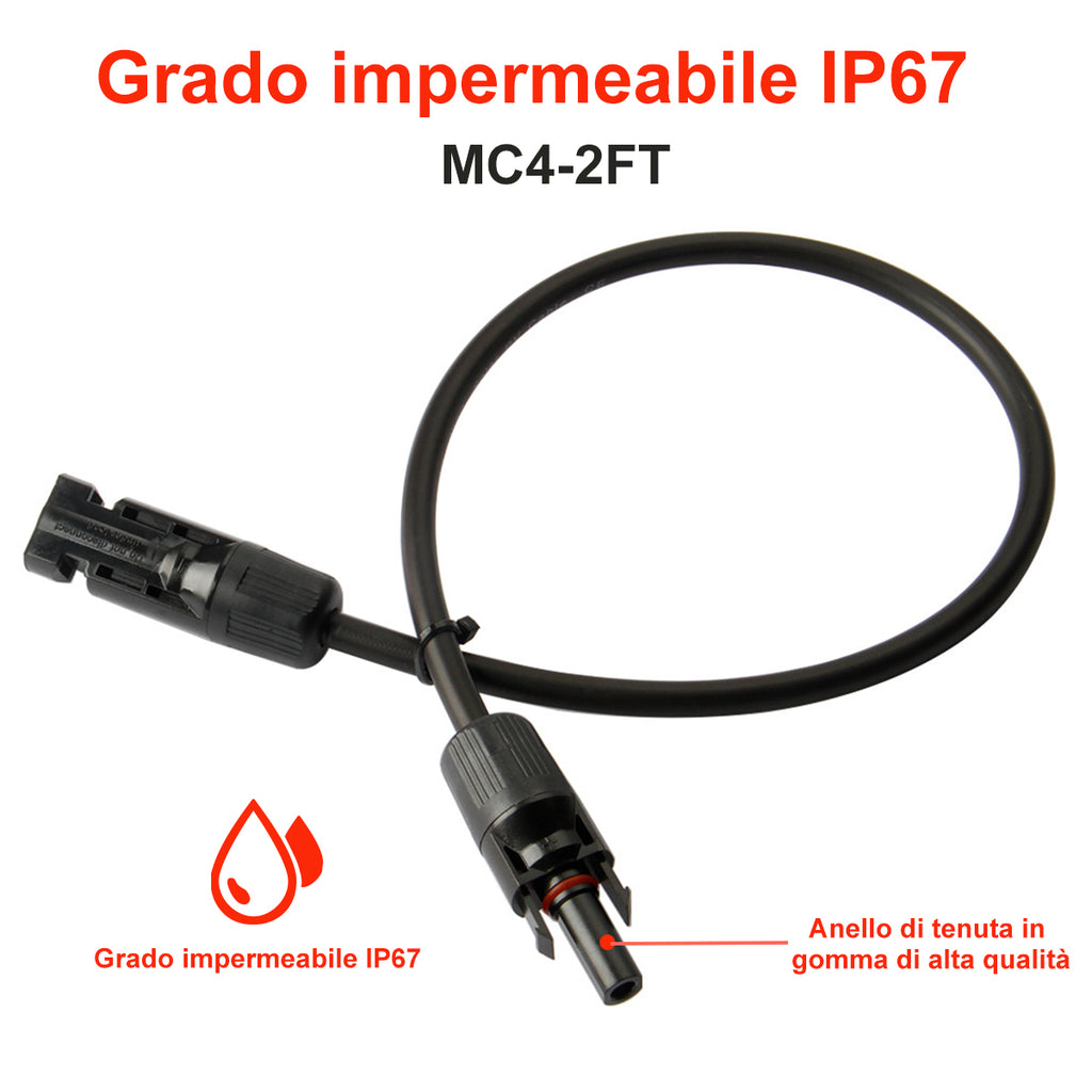 Cavo Prolunga Solare 6mm² 2x5m Con Spine IP68 - Per Pannelli Fotovoltaici, Compatibile Con Impianti Solari, Rosso/Nero - Foto 3