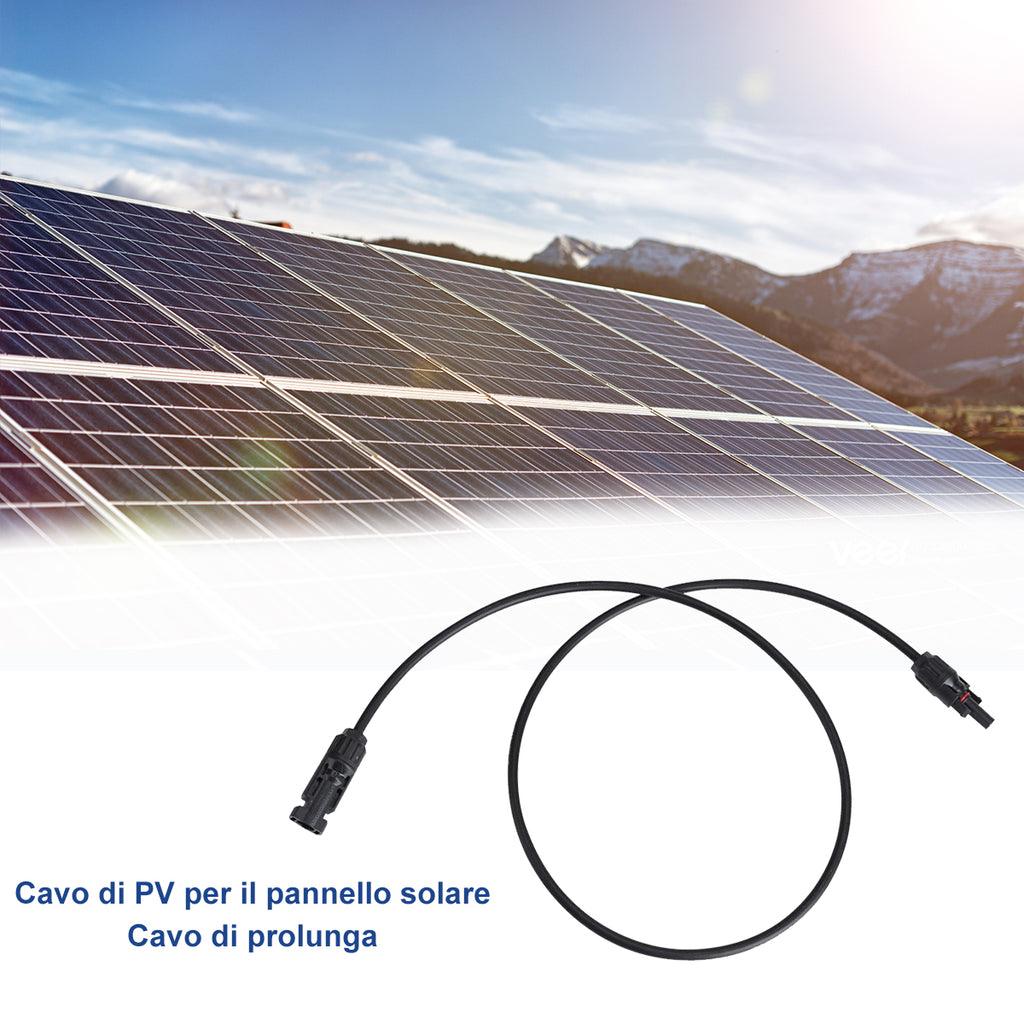 Cavo Prolunga Solare 6mm² 2x5m Con Spine IP68 - Per Pannelli Fotovoltaici, Compatibile Con Impianti Solari, Rosso/Nero - Foto 7